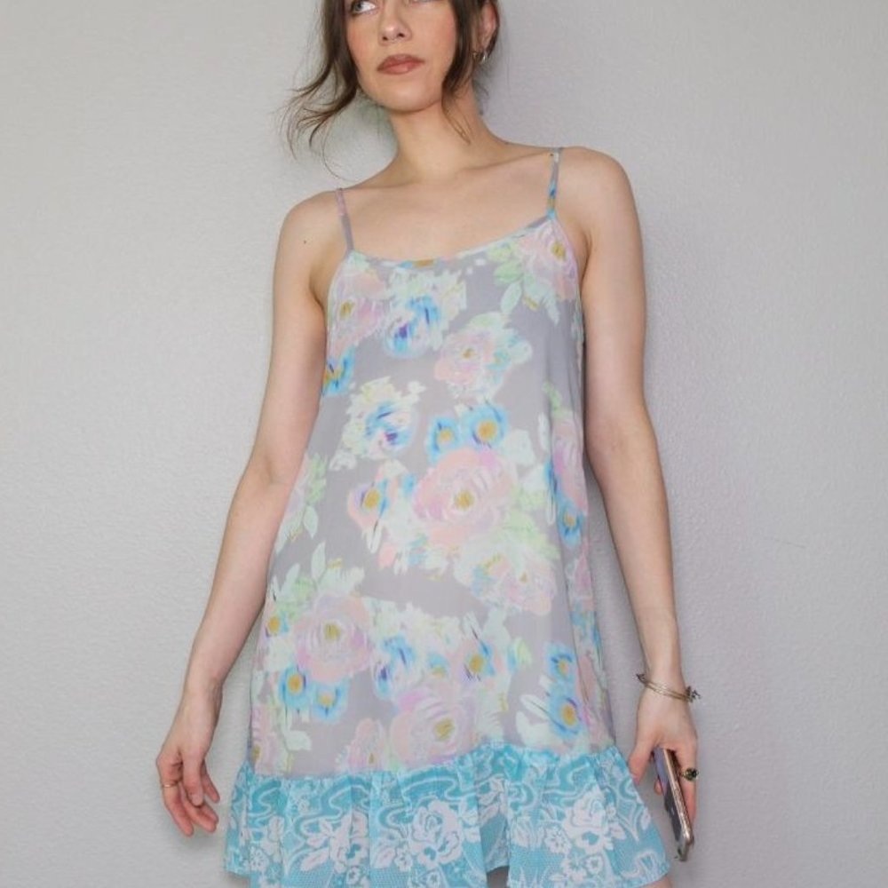 Anthropologie E by Eloise Ruffle Slip Dress Adjustable Straps Medium Lined